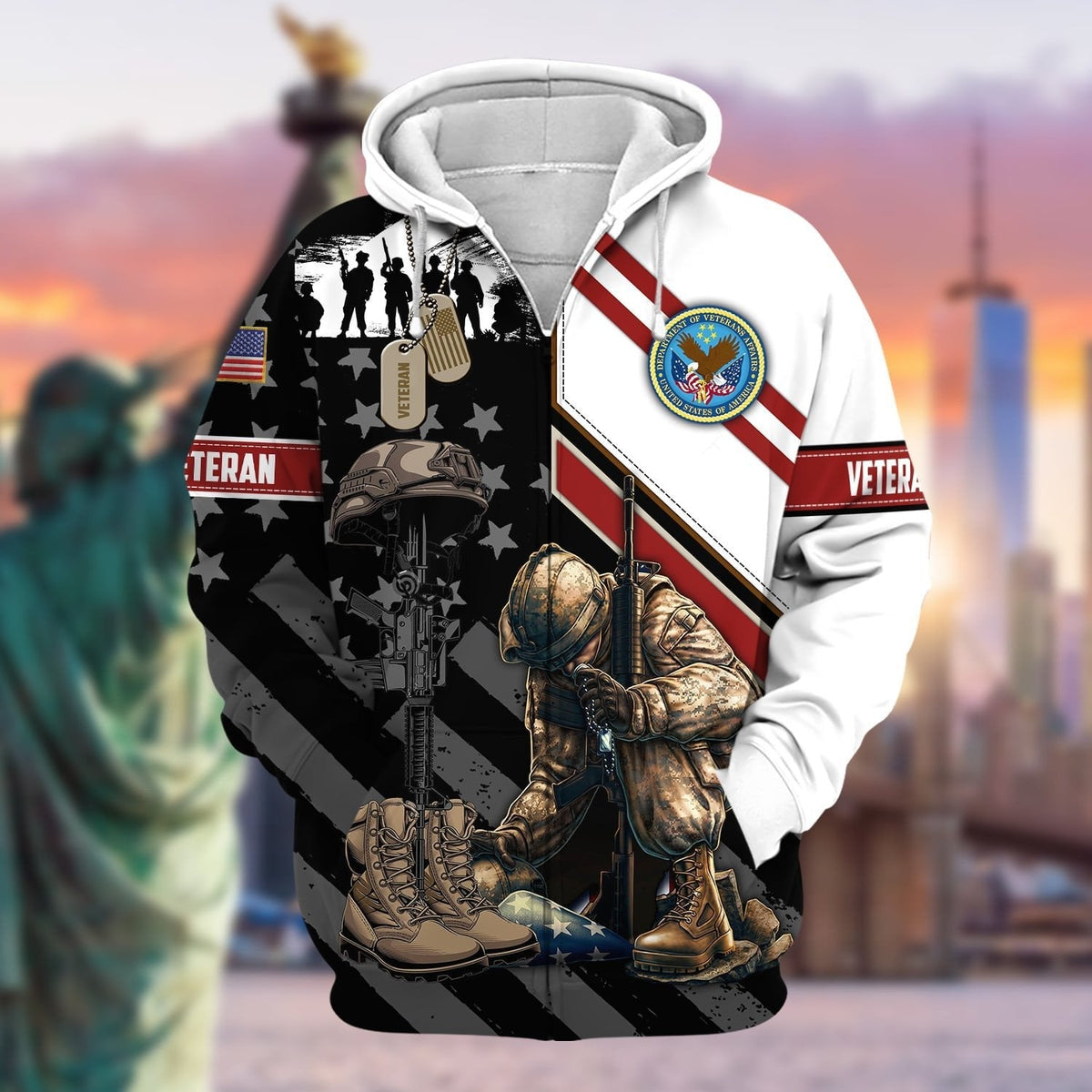 BJ Unique Honoring All Who Served US Veteran Zip Hoodie