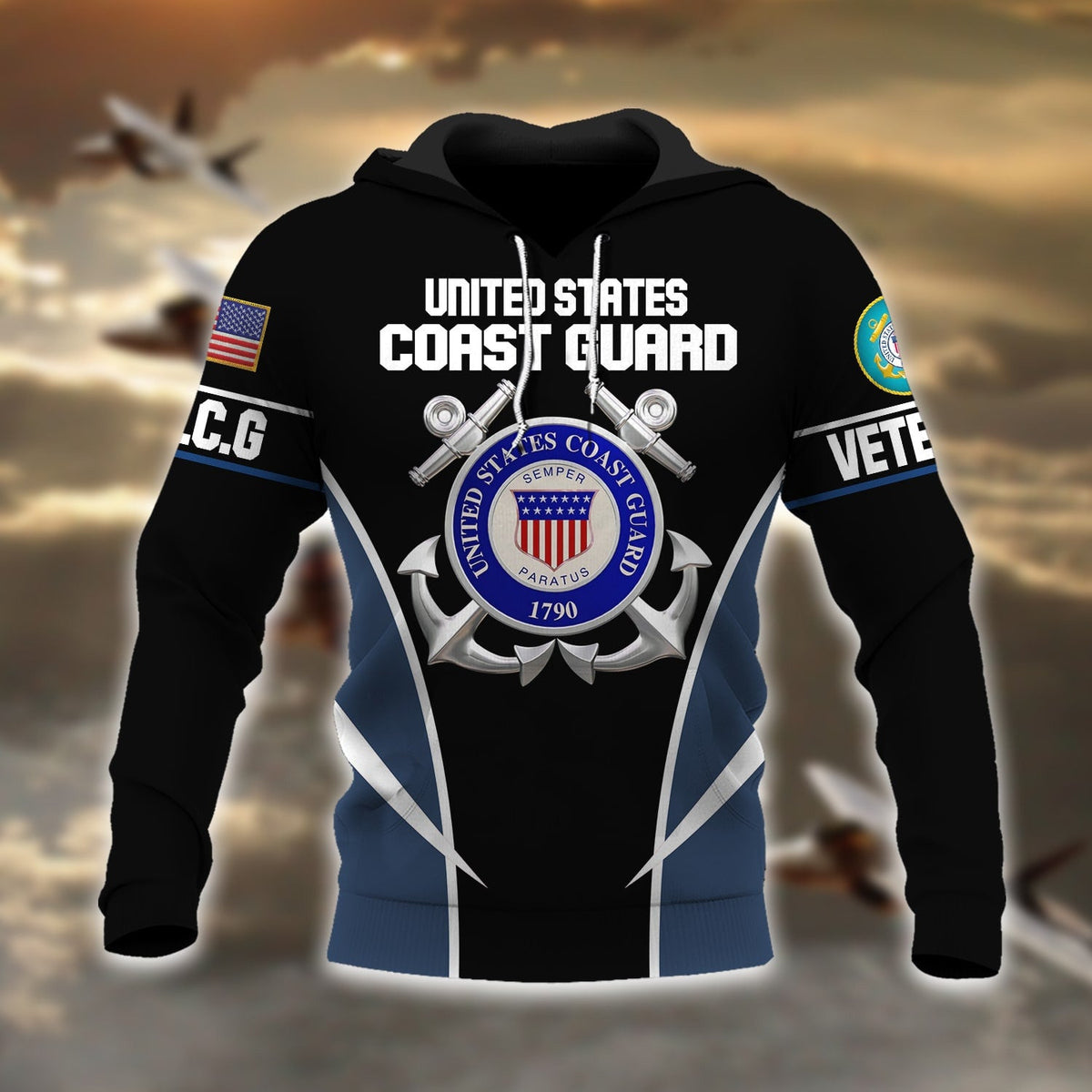 BJ Premium Multiple US Military Services Veteran Hoodie