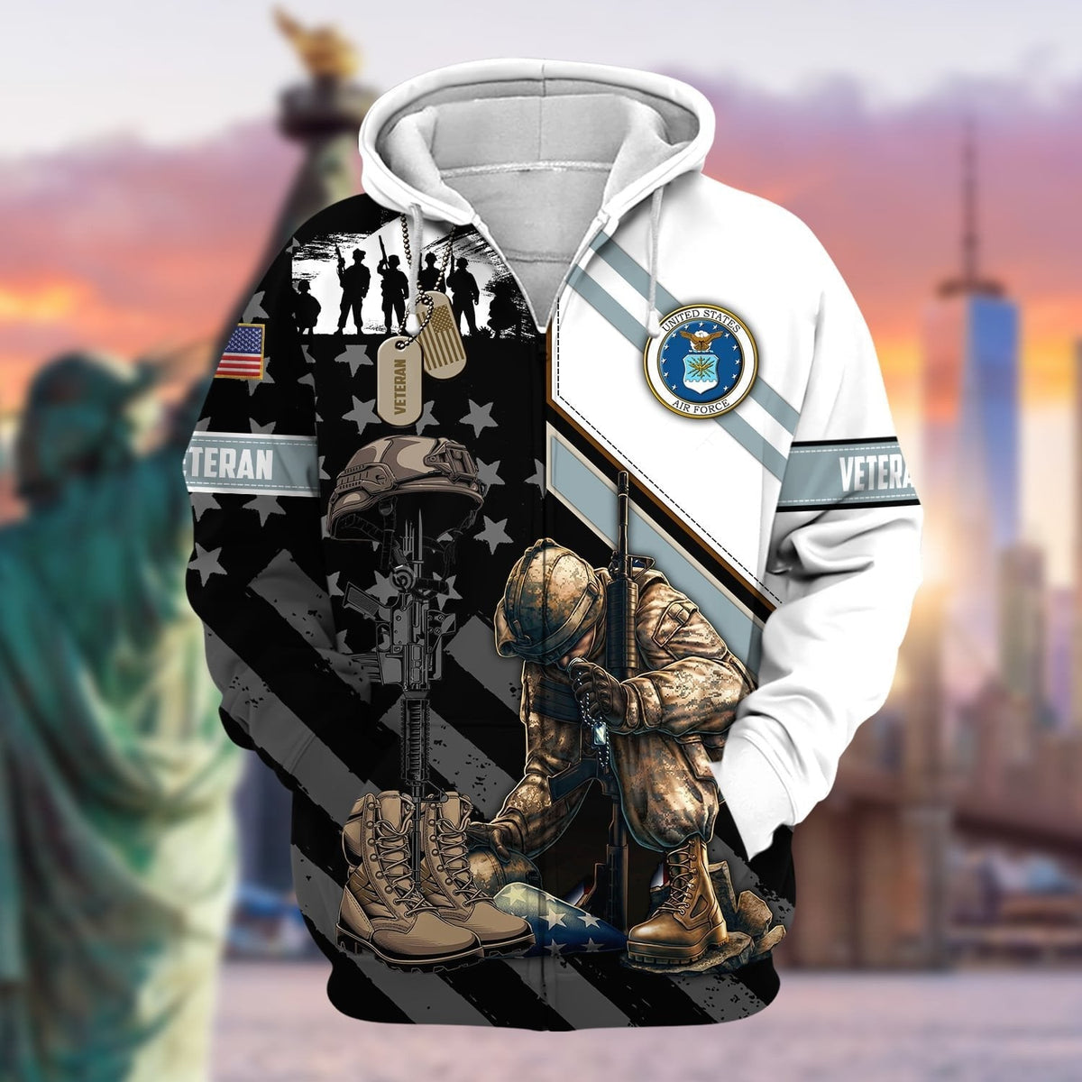 BJ Unique Honoring All Who Served US Veteran Zip Hoodie