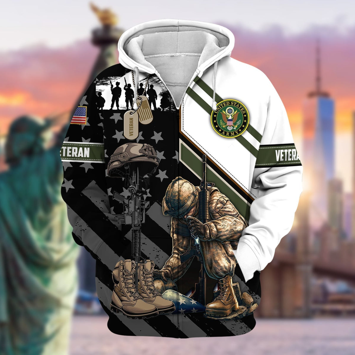 BJ Unique Honoring All Who Served US Veteran Zip Hoodie