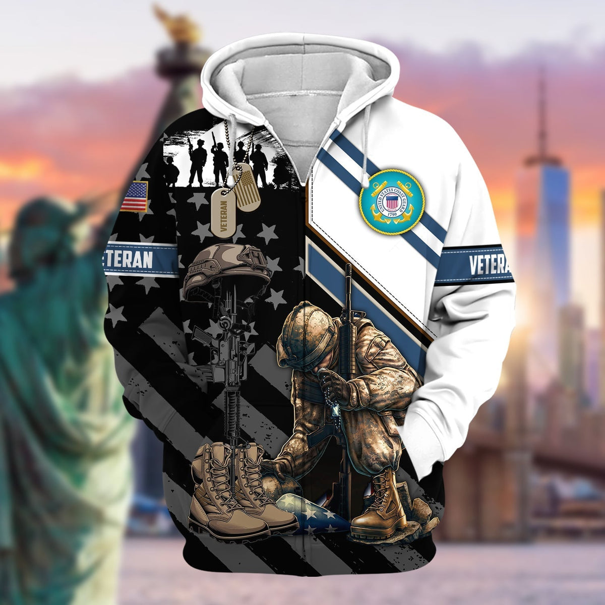 BJ Unique Honoring All Who Served US Veteran Zip Hoodie