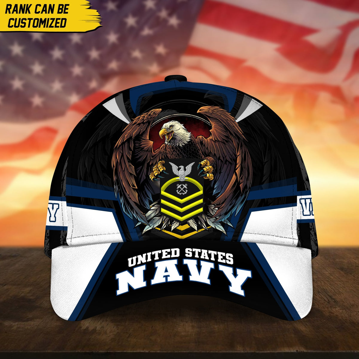 BlueJose Premium Personalized Custom Rank US Veteran Cap APVC220701