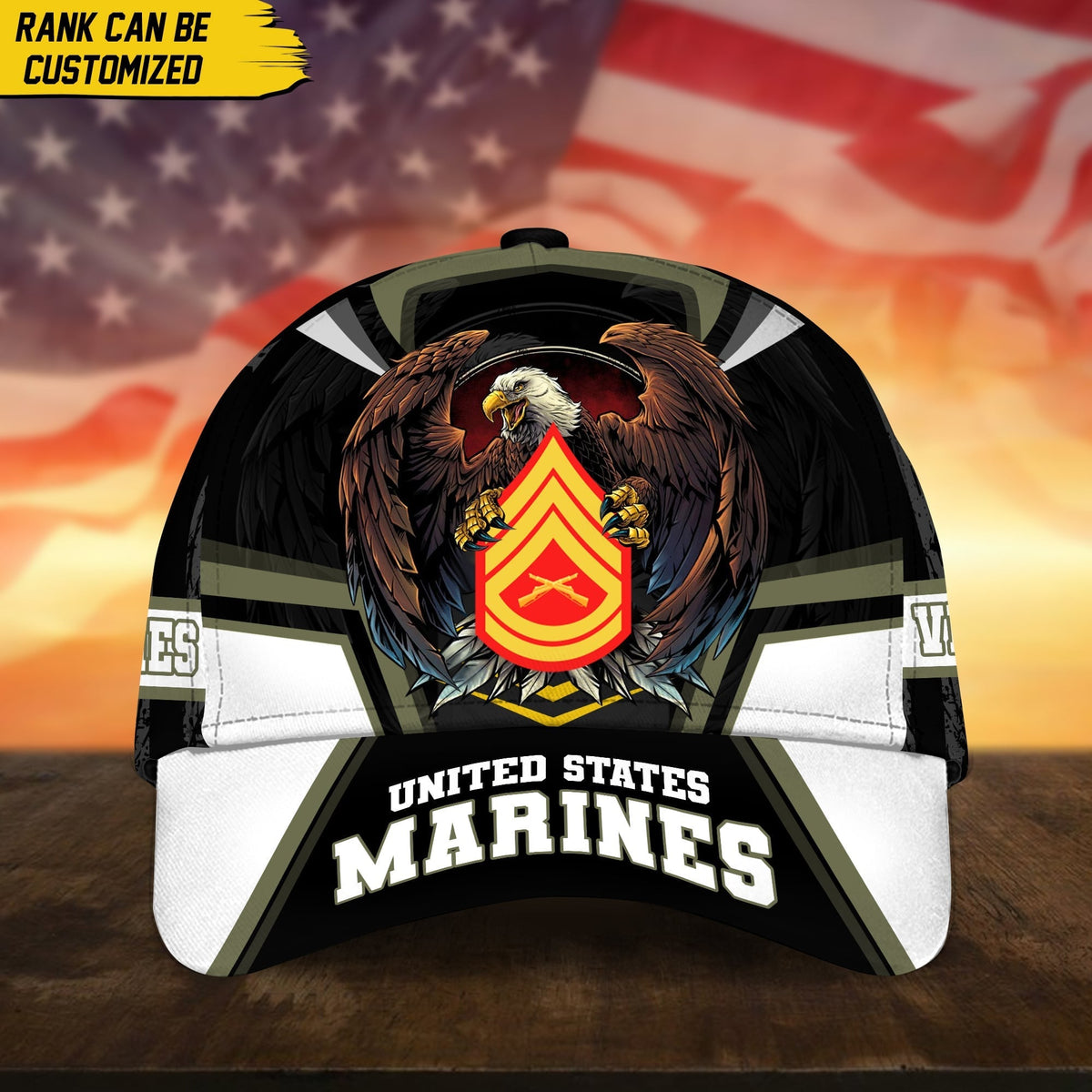 BlueJose Premium Personalized Custom Rank US Veteran Cap APVC220701