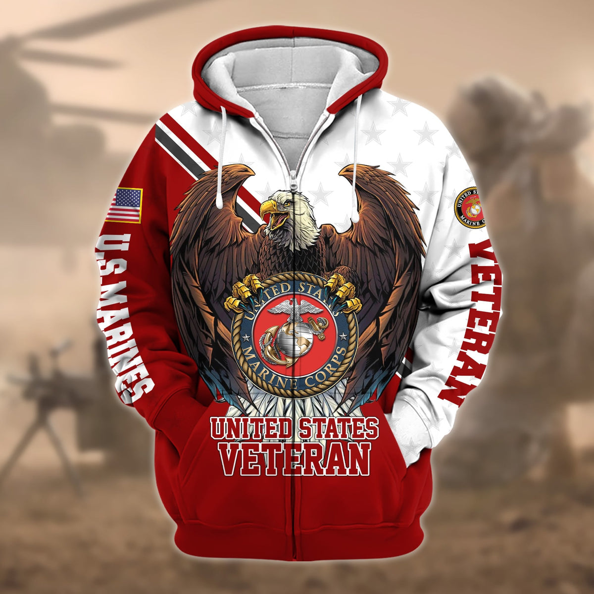 BJ Premium Eagle US Veteran Zip Hoodie
