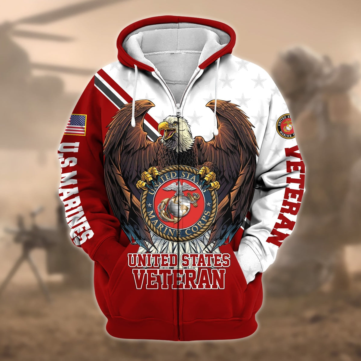 BJ Premium Eagle US Veteran Zip Hoodie