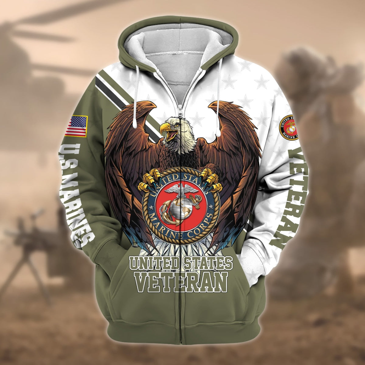 BJ Premium Eagle US Veteran Zip Hoodie