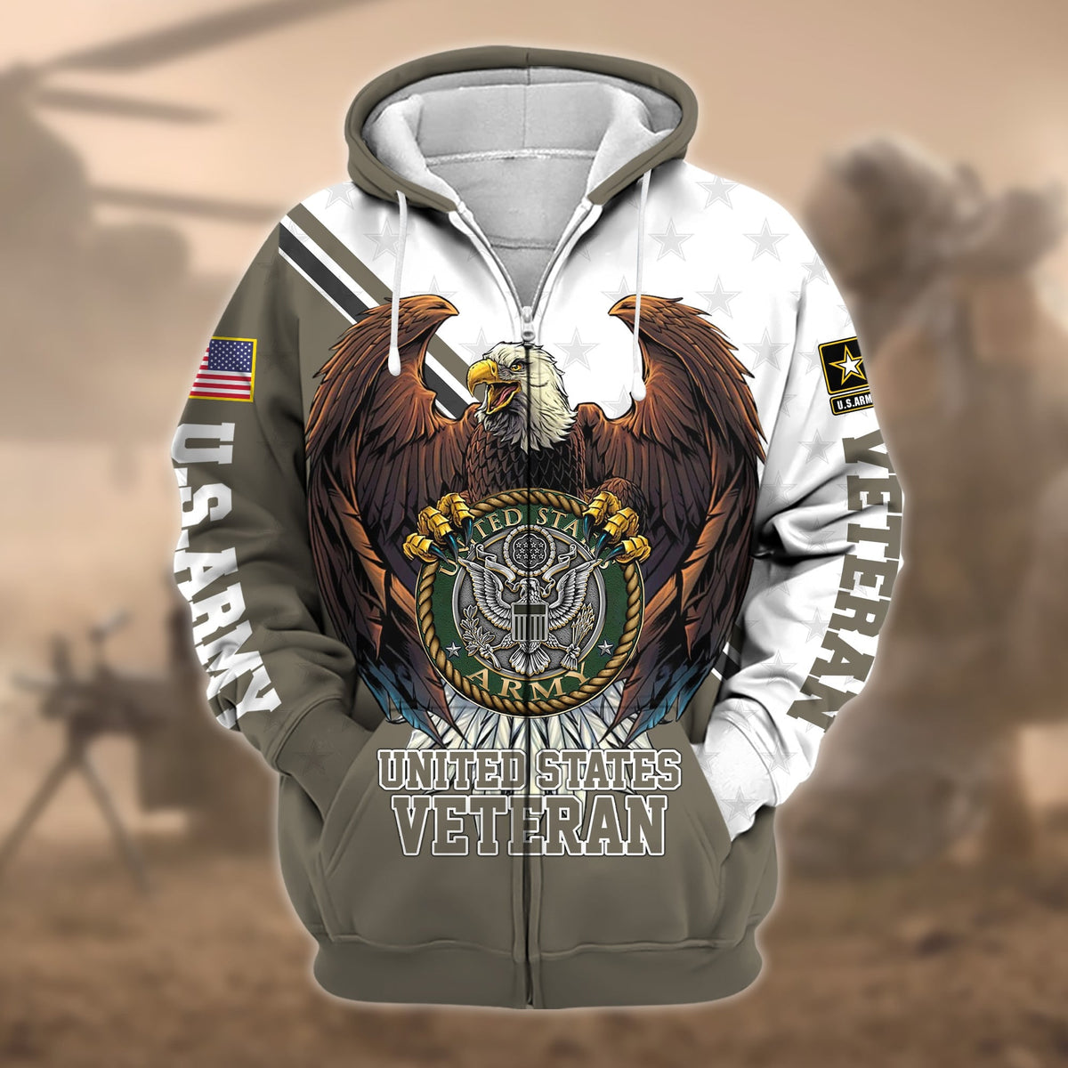 BJ Premium Eagle US Veteran Zip Hoodie