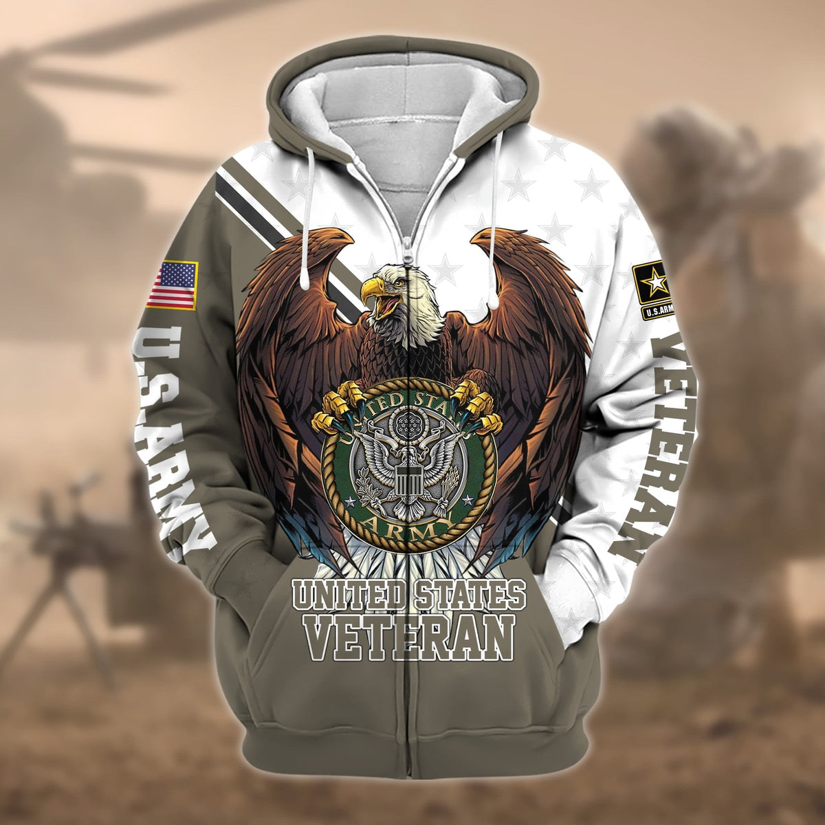 BJ Premium Eagle US Veteran Zip Hoodie