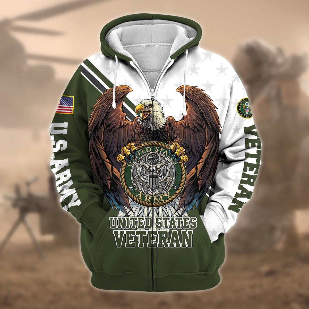 BJ Premium Eagle US Veteran Zip Hoodie