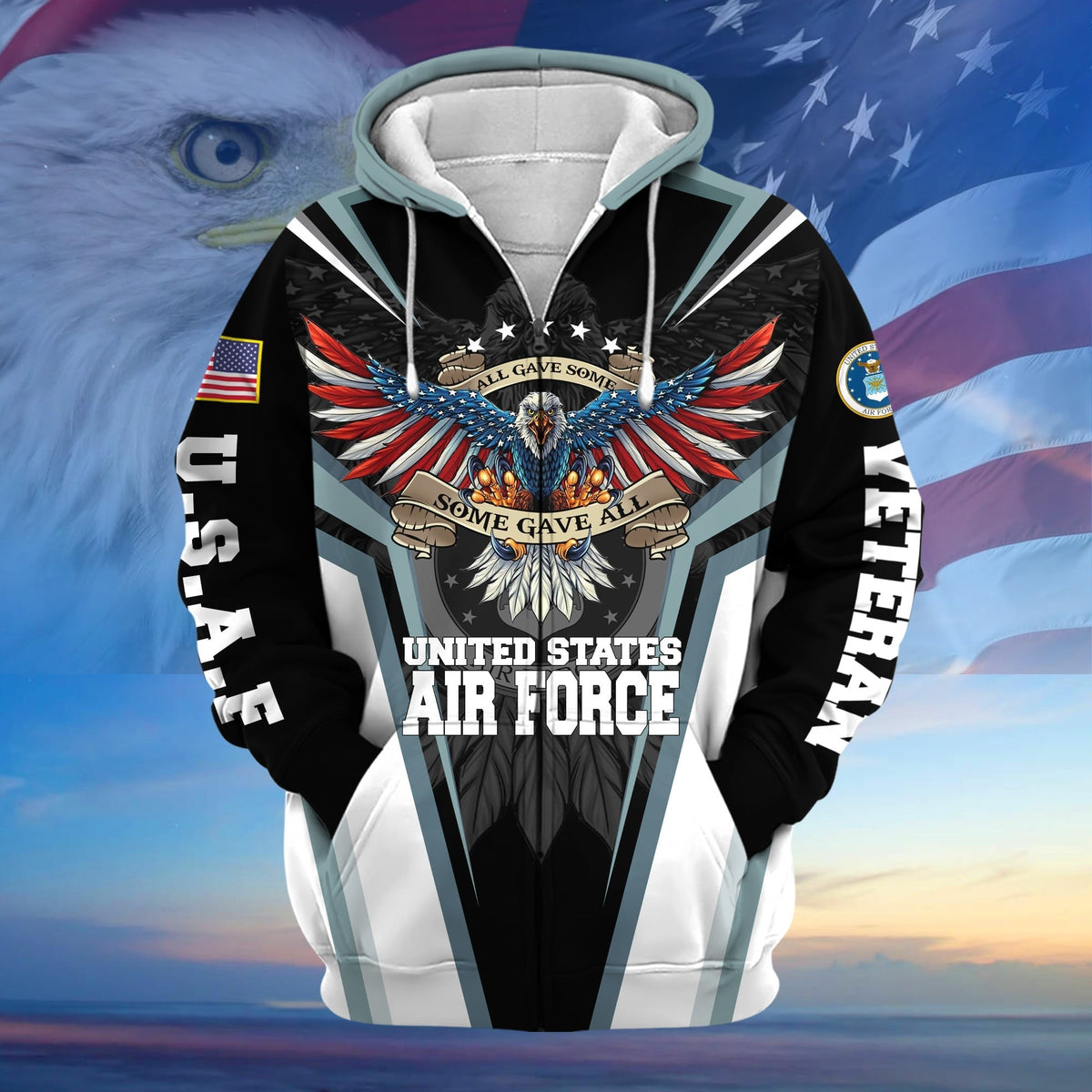 BJ Premium All Gave Some Some Gave All US Veteran Zip Hoodie