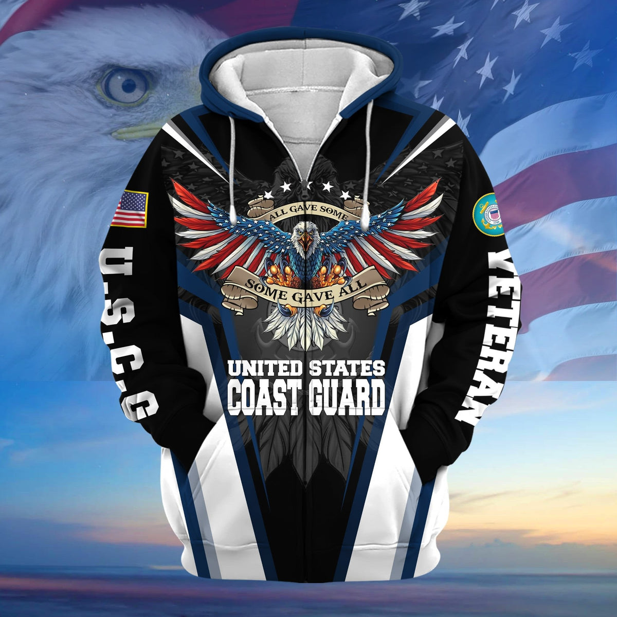BJ Premium All Gave Some Some Gave All US Veteran Zip Hoodie