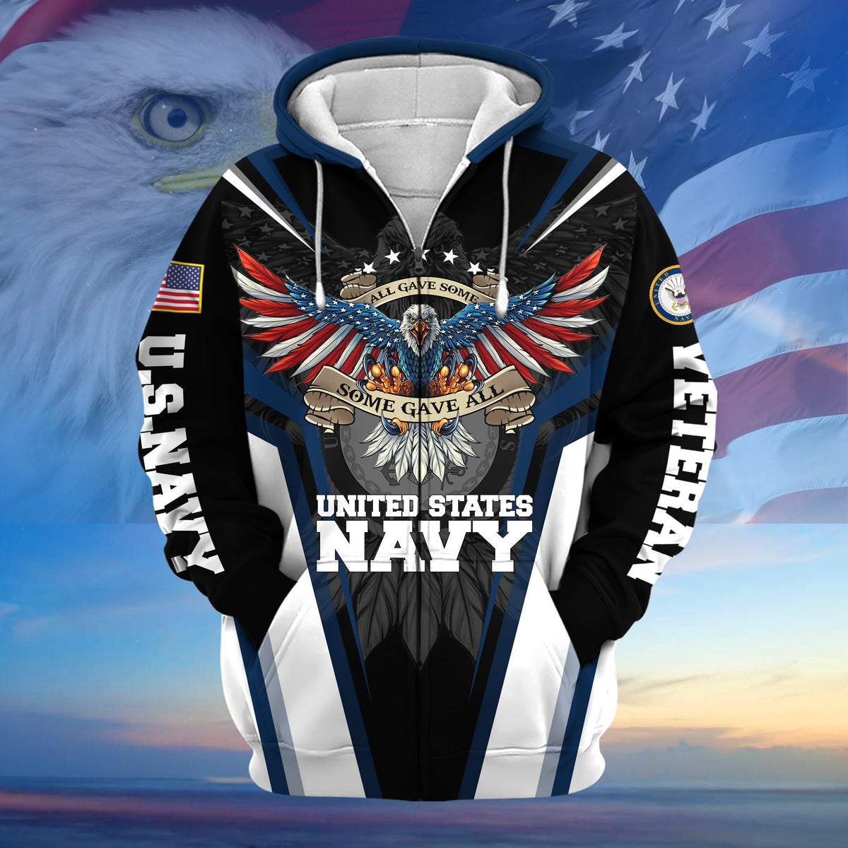 BJ Premium All Gave Some Some Gave All US Veteran Zip Hoodie