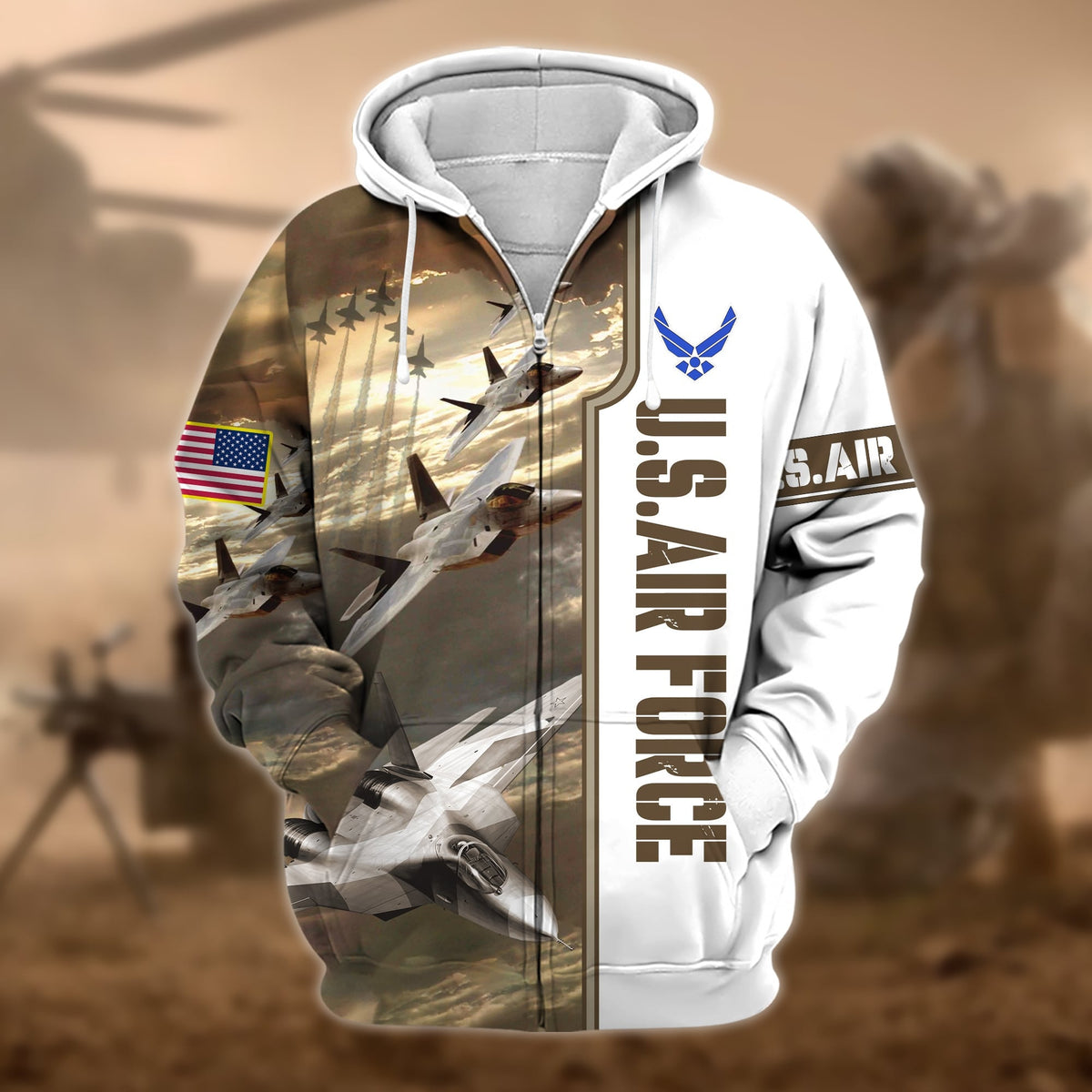 BJ Premium Honoring All Who Served US Veteran Zip Hoodie