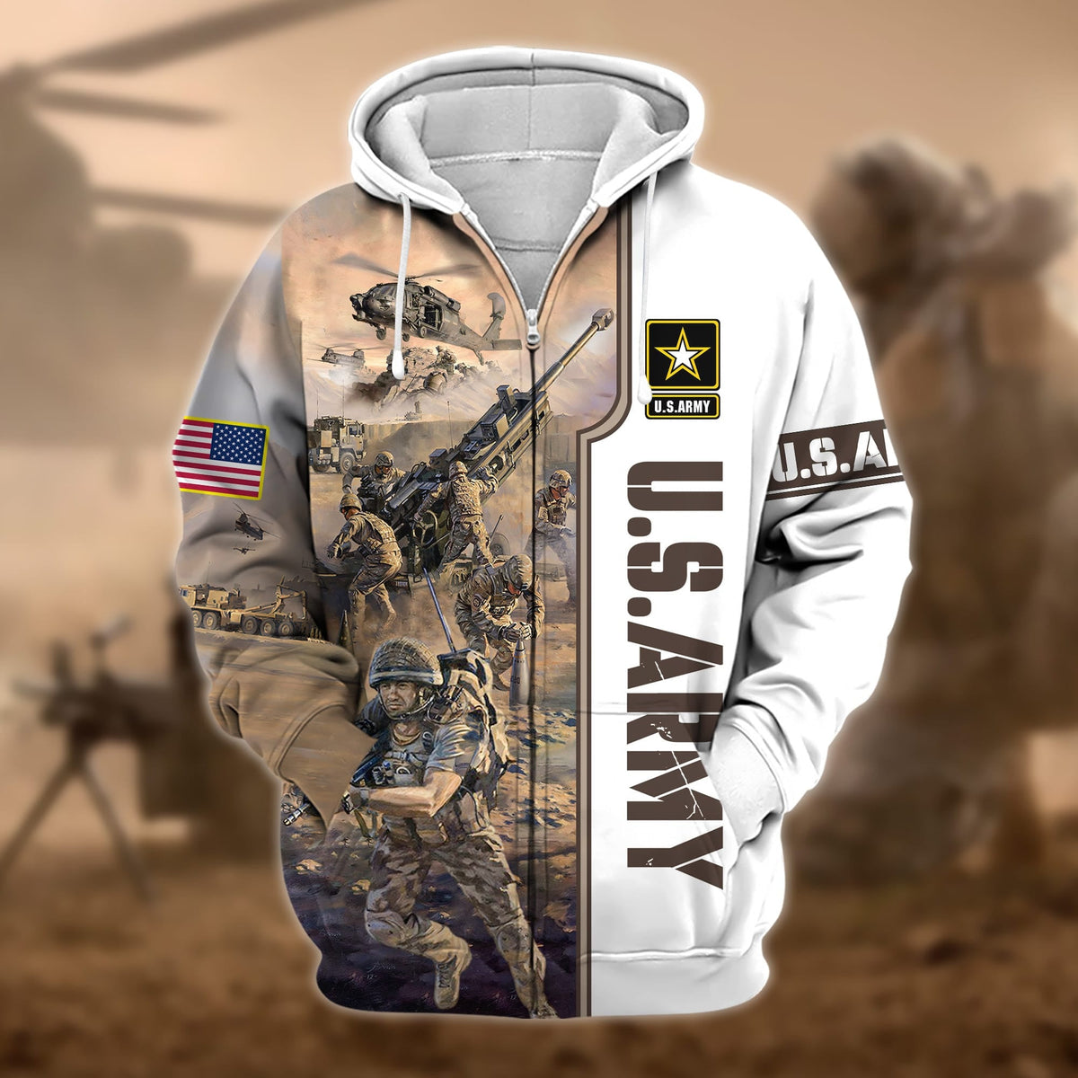 BJ Premium Honoring All Who Served US Veteran Zip Hoodie