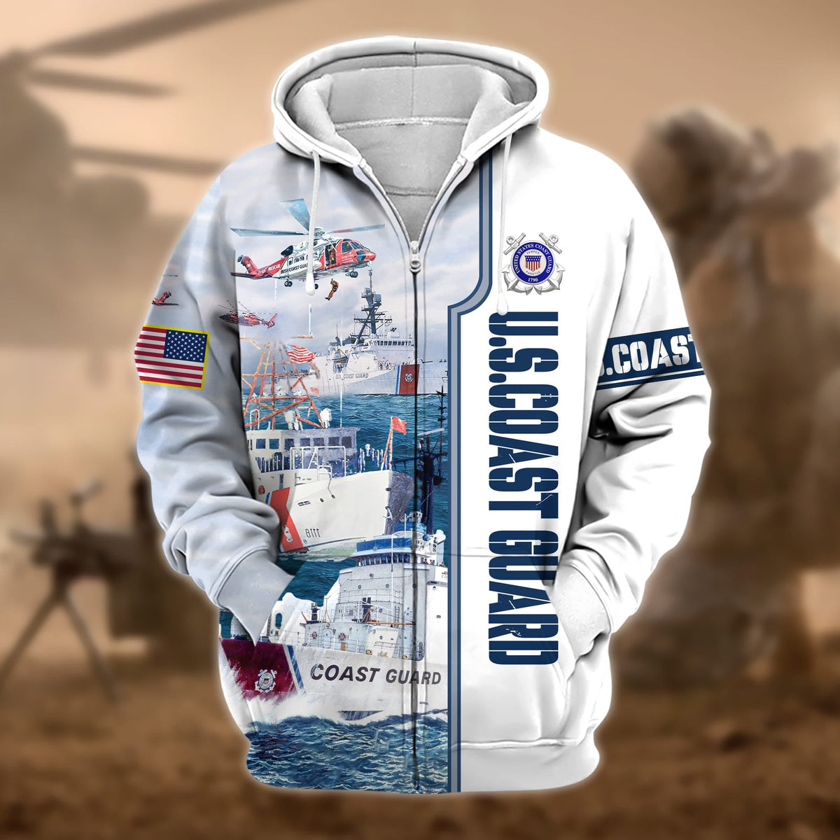 BJ Premium Honoring All Who Served US Veteran Zip Hoodie