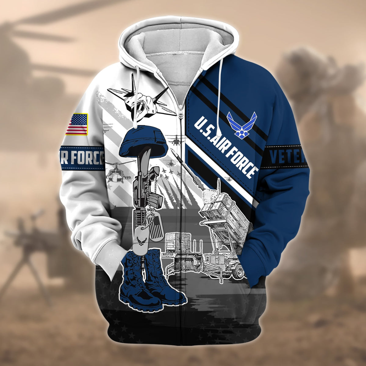 BJ Premium Honoring All Who Served US Veteran Zip Hoodie