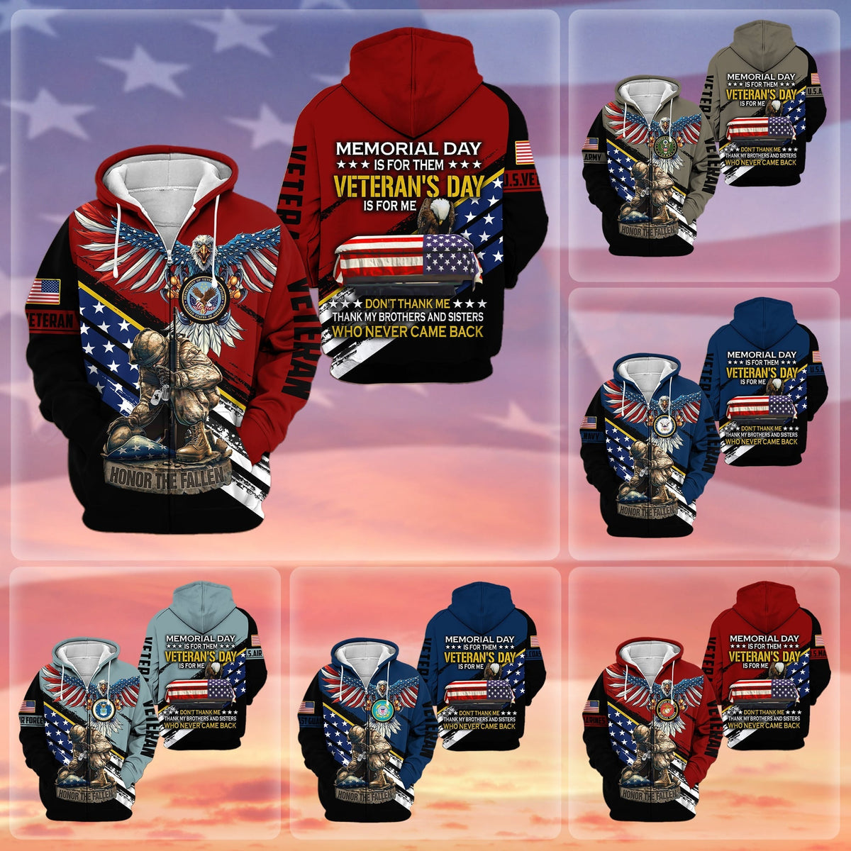 BJ Premium Memorial Day Is For Them Veteran's Day Is For Me US Veteran Zip Hoodie
