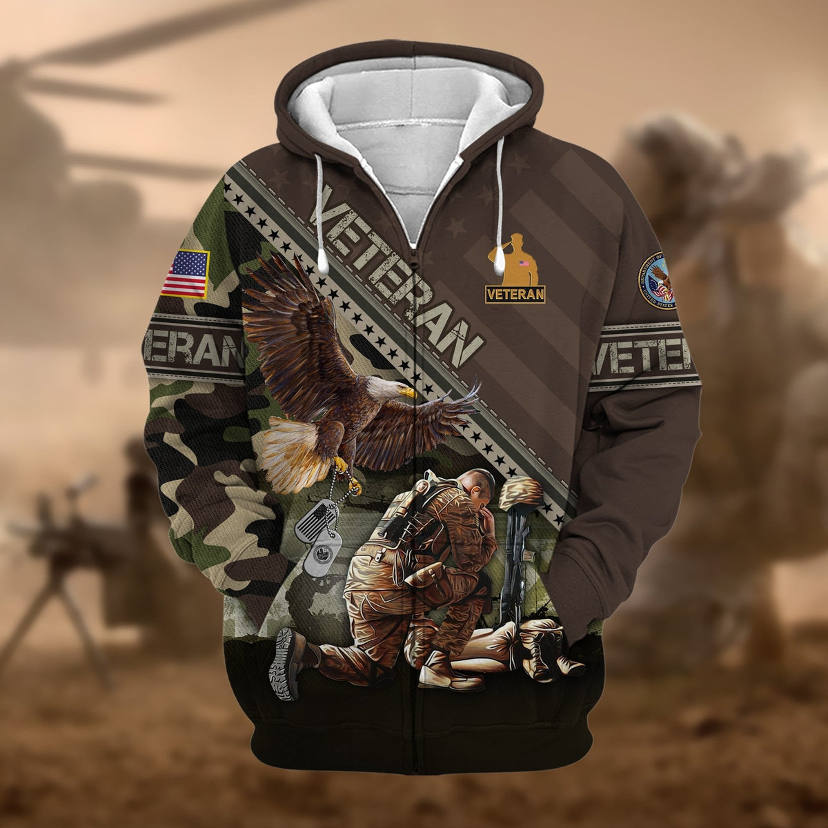 BJ Premium Proudly Served US Veteran Zip Hoodie