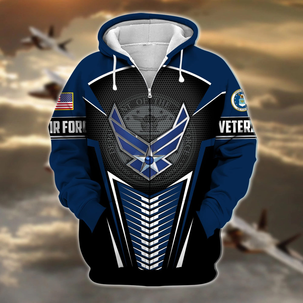 BJ Premium Proudly Served US Veteran Zip Hoodie