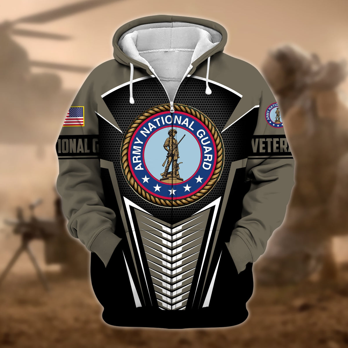 BJ Premium Proudly Served US Veteran Zip Hoodie