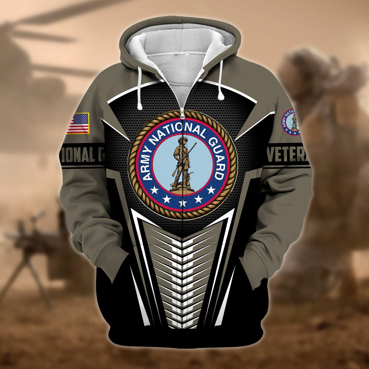 BJ Premium Proudly Served US Veteran Zip Hoodie