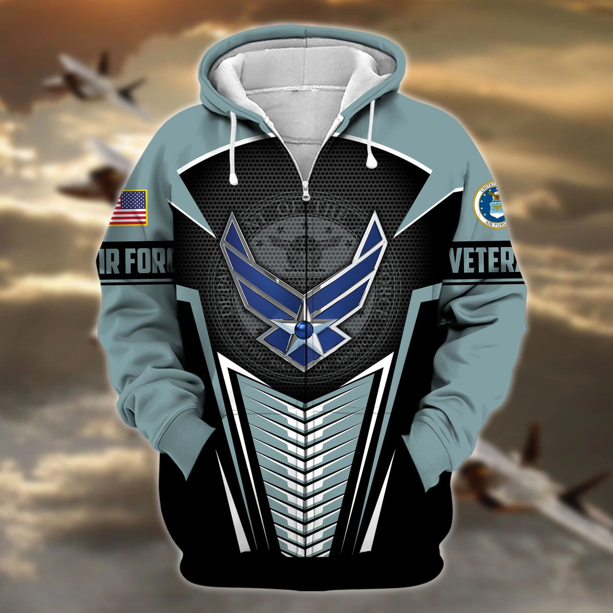 BJ Premium Proudly Served US Veteran Zip Hoodie