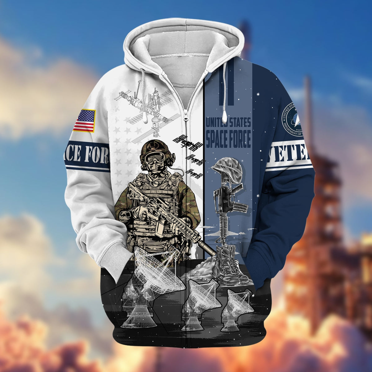 BJ Premium Honoring All Who Served US Veteran Zip Hoodie