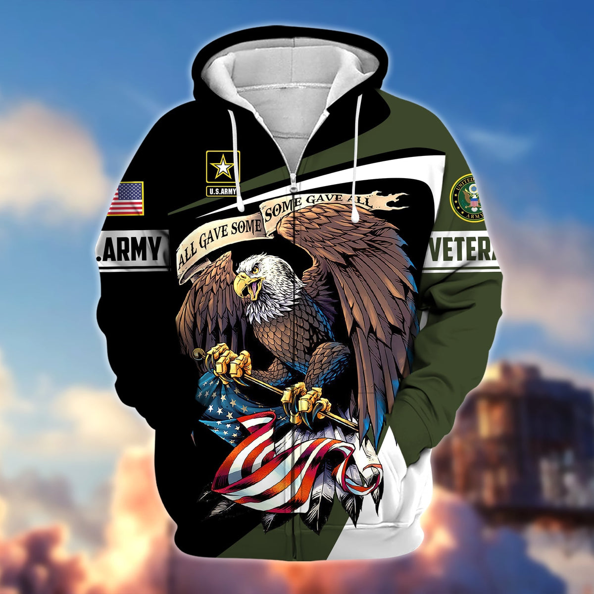 BJ Premium Eagle US Veteran Zip Hoodie