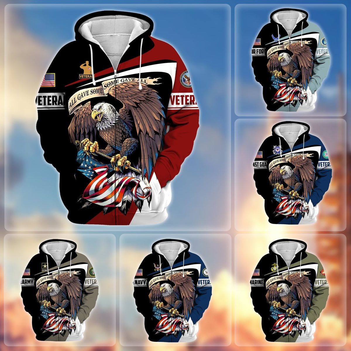 BJ Premium Eagle US Veteran Zip Hoodie