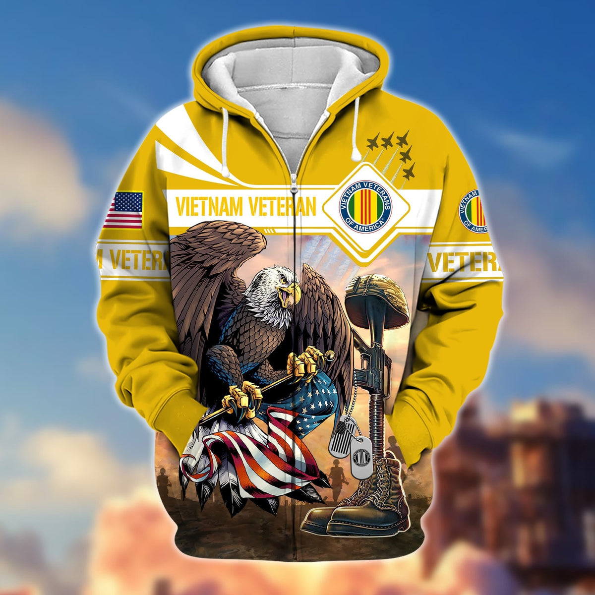 BJ Premium Proudly Served US Veteran Zip Hoodie