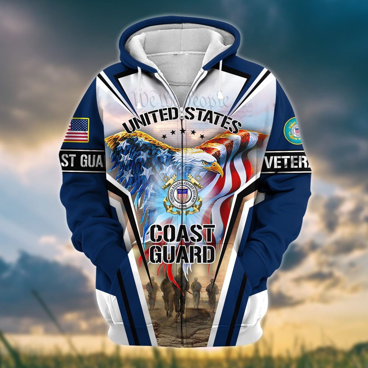 BJ Premium Honoring All Who Served US Veteran Zip Hoodie