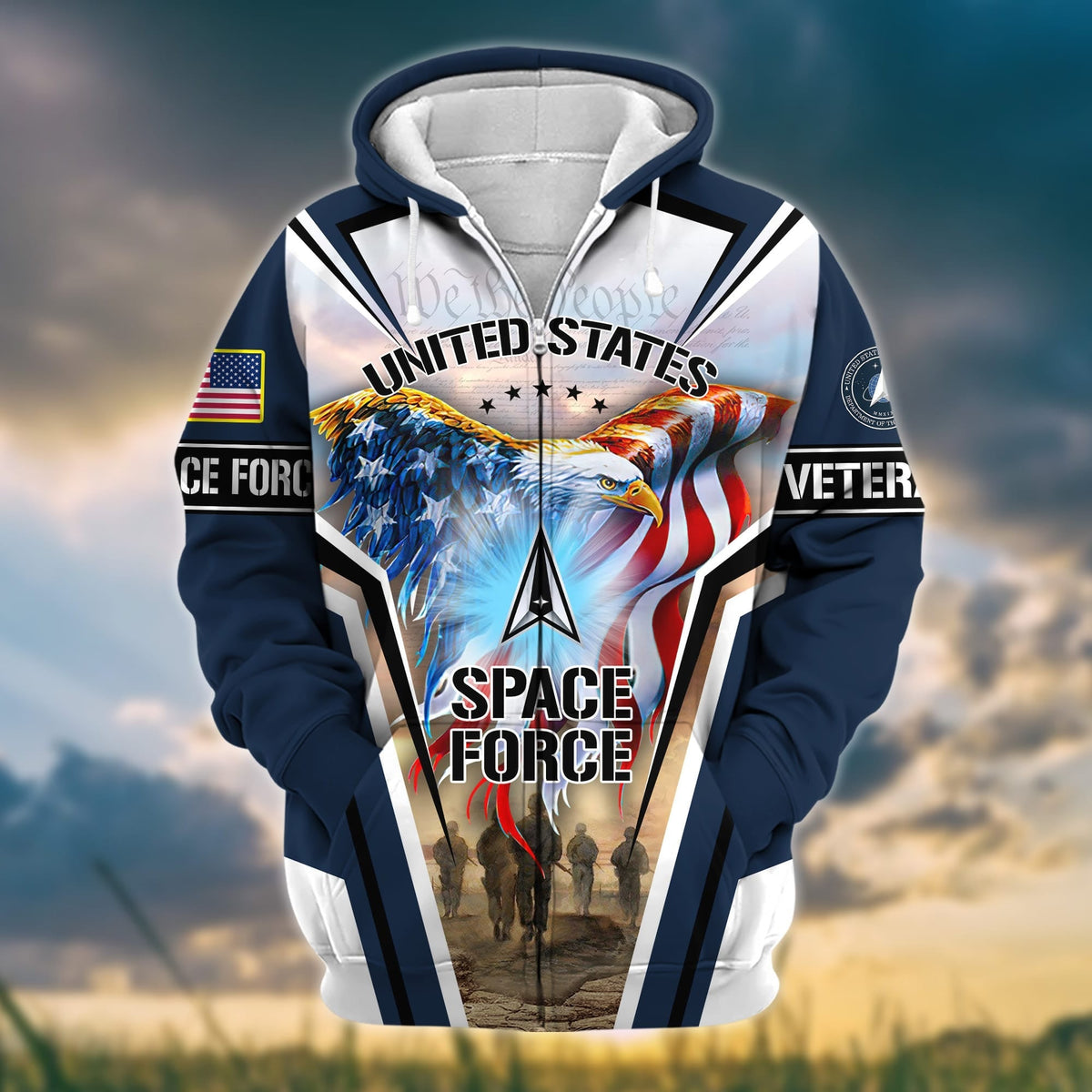 BJ Premium Honoring All Who Served US Veteran Zip Hoodie