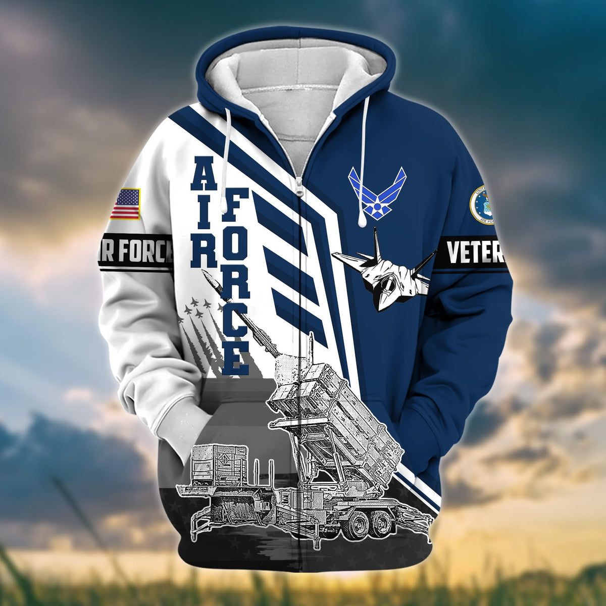 BJ Premium Honoring All Who Served US Veteran Zip Hoodie