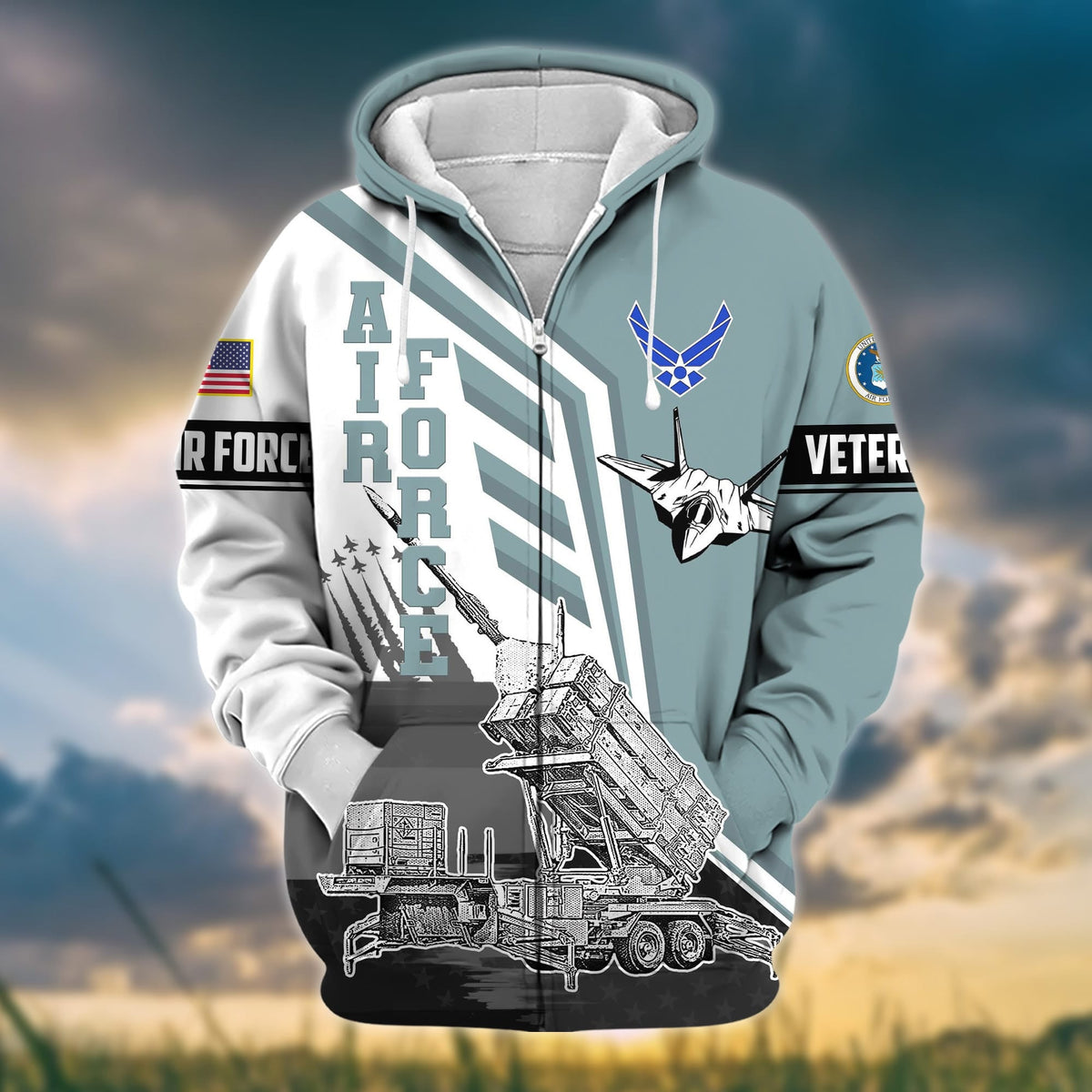 BJ Premium Honoring All Who Served US Veteran Zip Hoodie