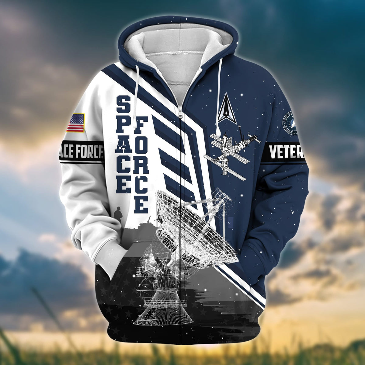 BJ Premium Honoring All Who Served US Veteran Zip Hoodie