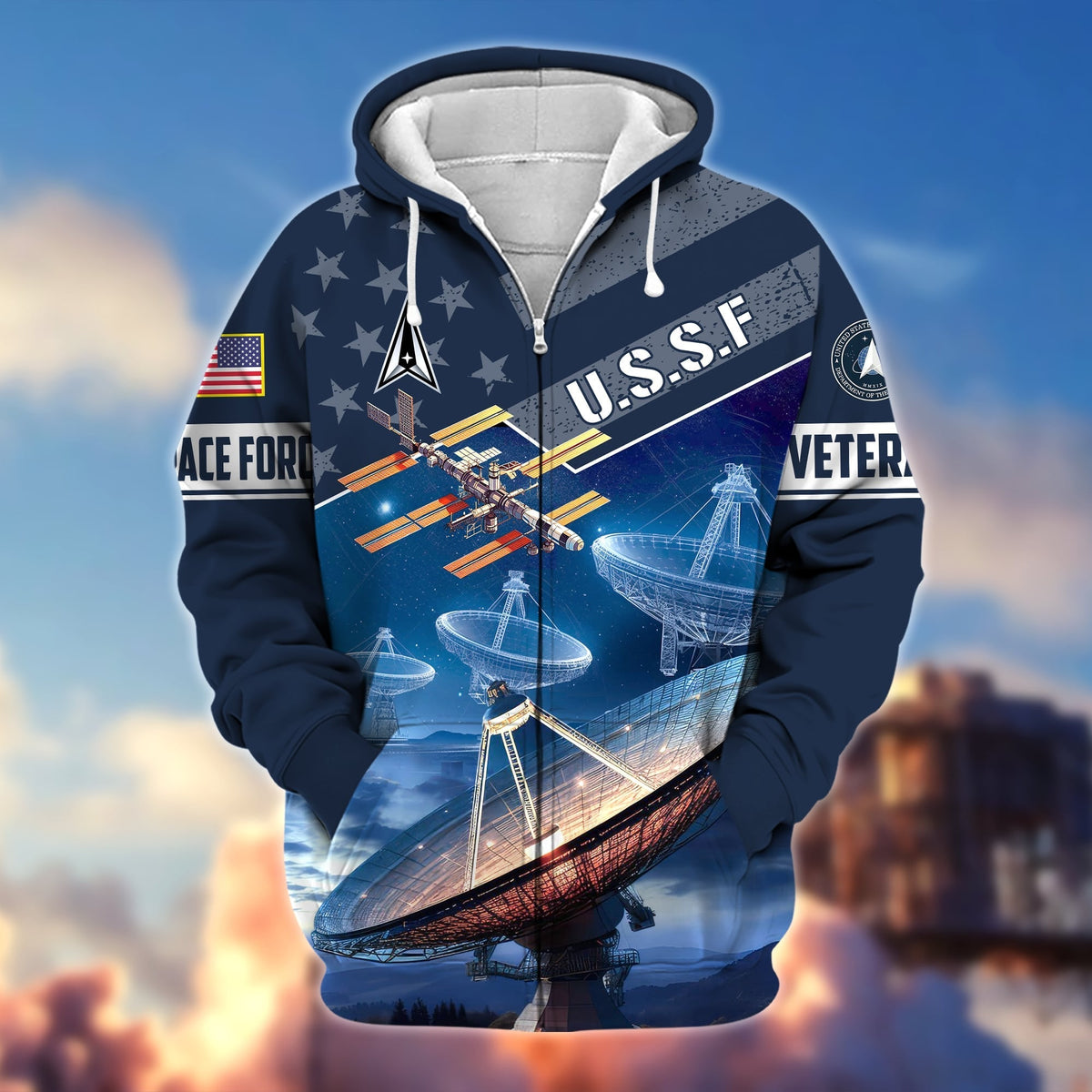 BJ Premium Multiple Military Services US Veteran Zip Hoodie