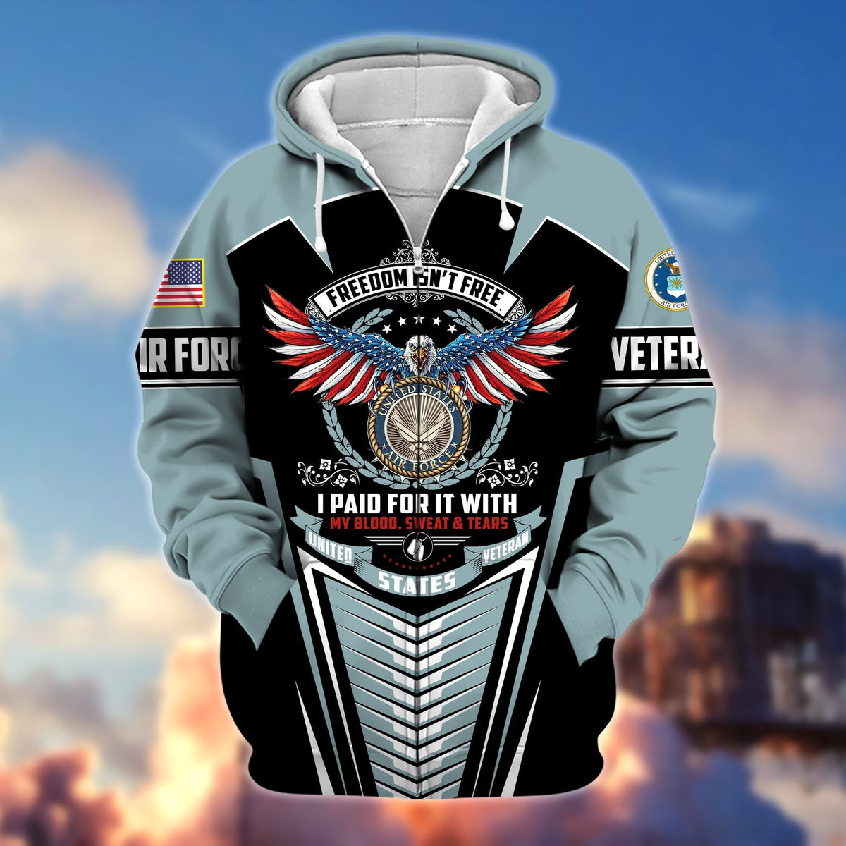 BJ Premium Freedom Is Not Free US Veteran Zip Hoodie