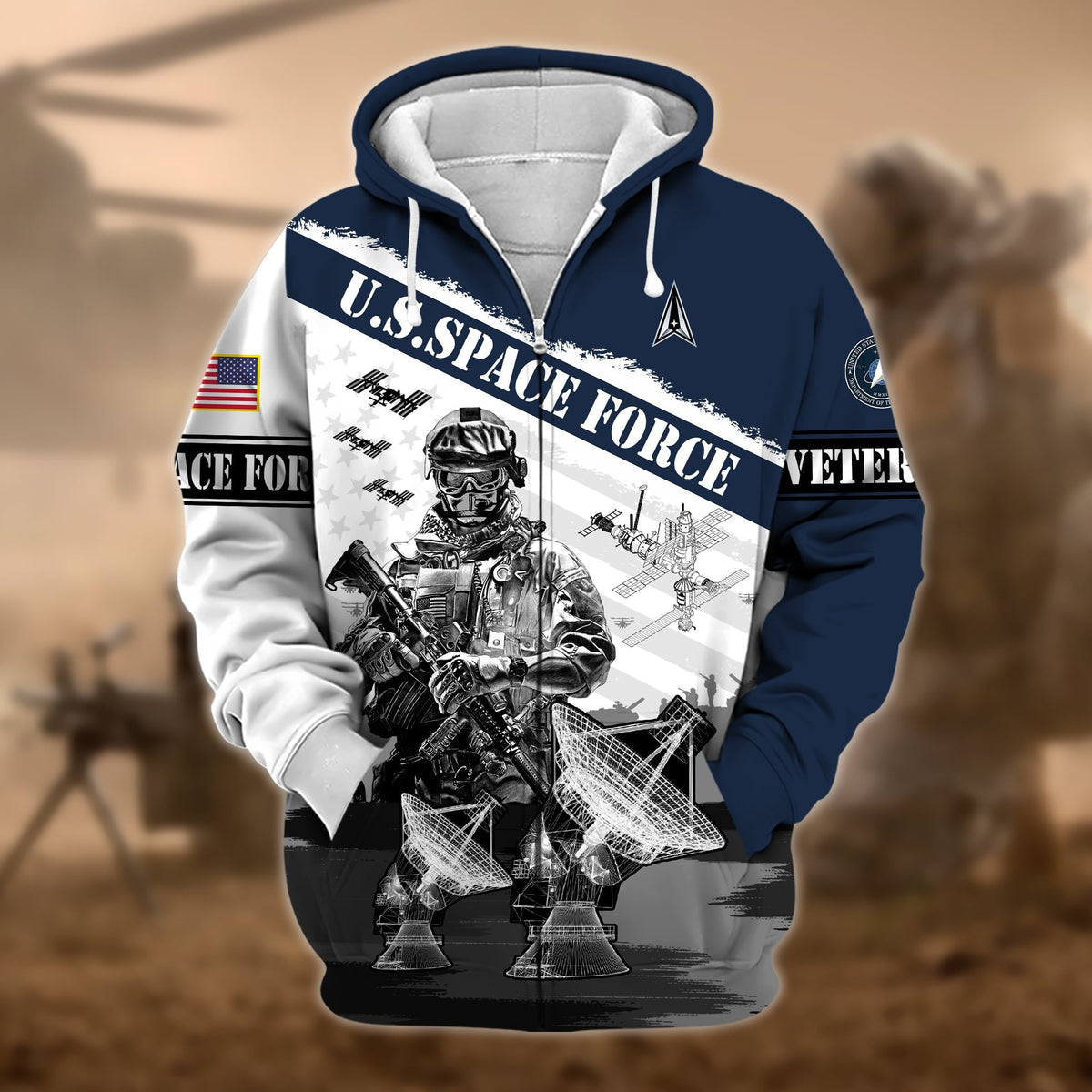 BJ Premium Honoring All Who Served US Veteran Zip Hoodie