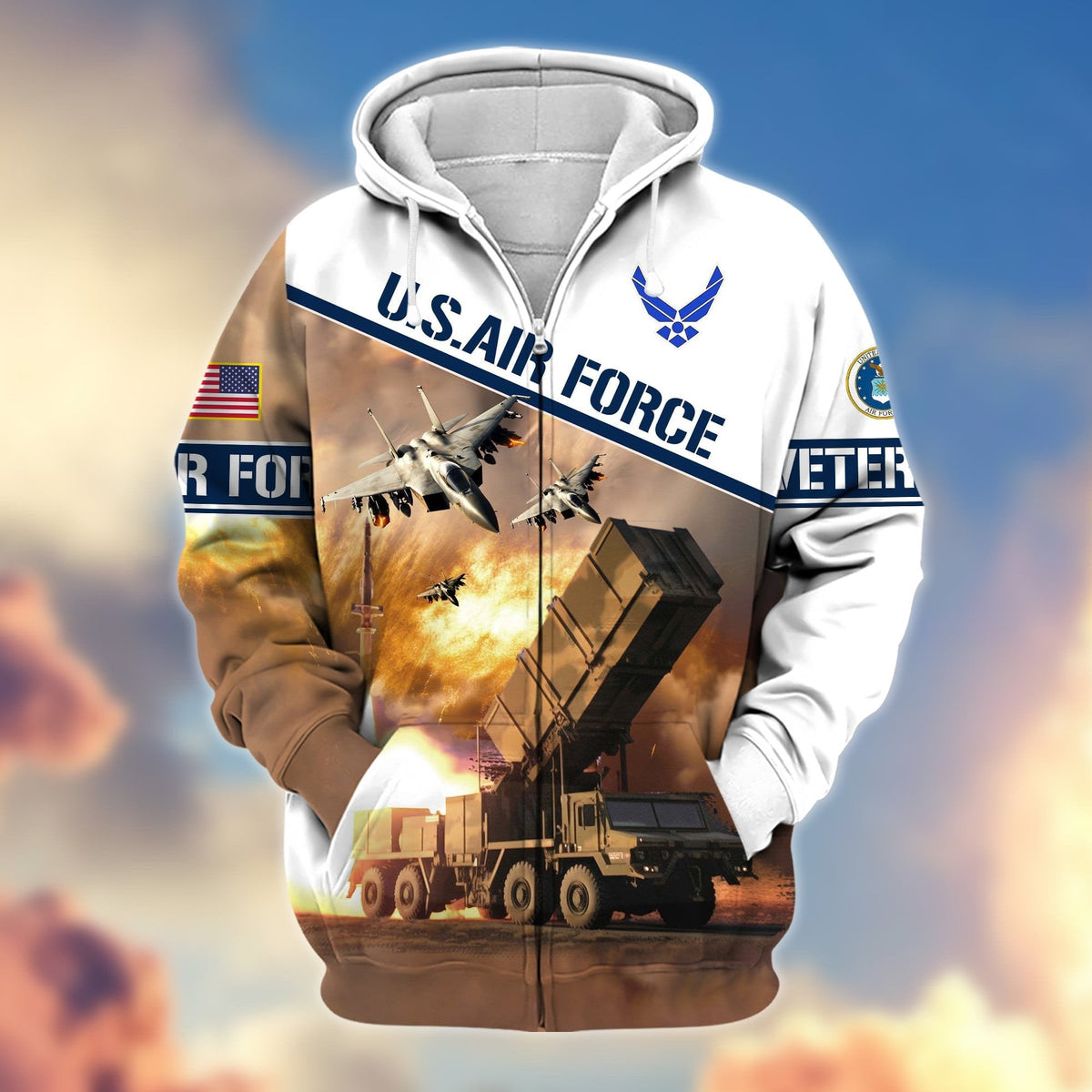 BJ Premium Proudly Served US Veteran Zip Hoodie