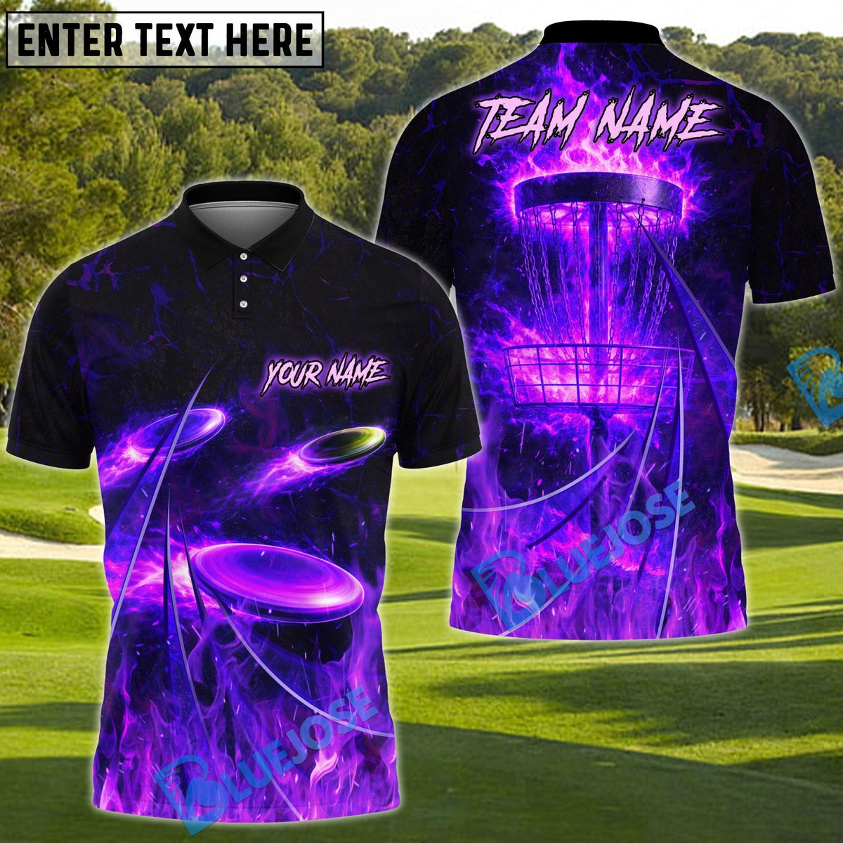 BlueJose Flame Strike Disc Golf Shirt Personalized Name, Team Name 3D Shirt (4 Colors)