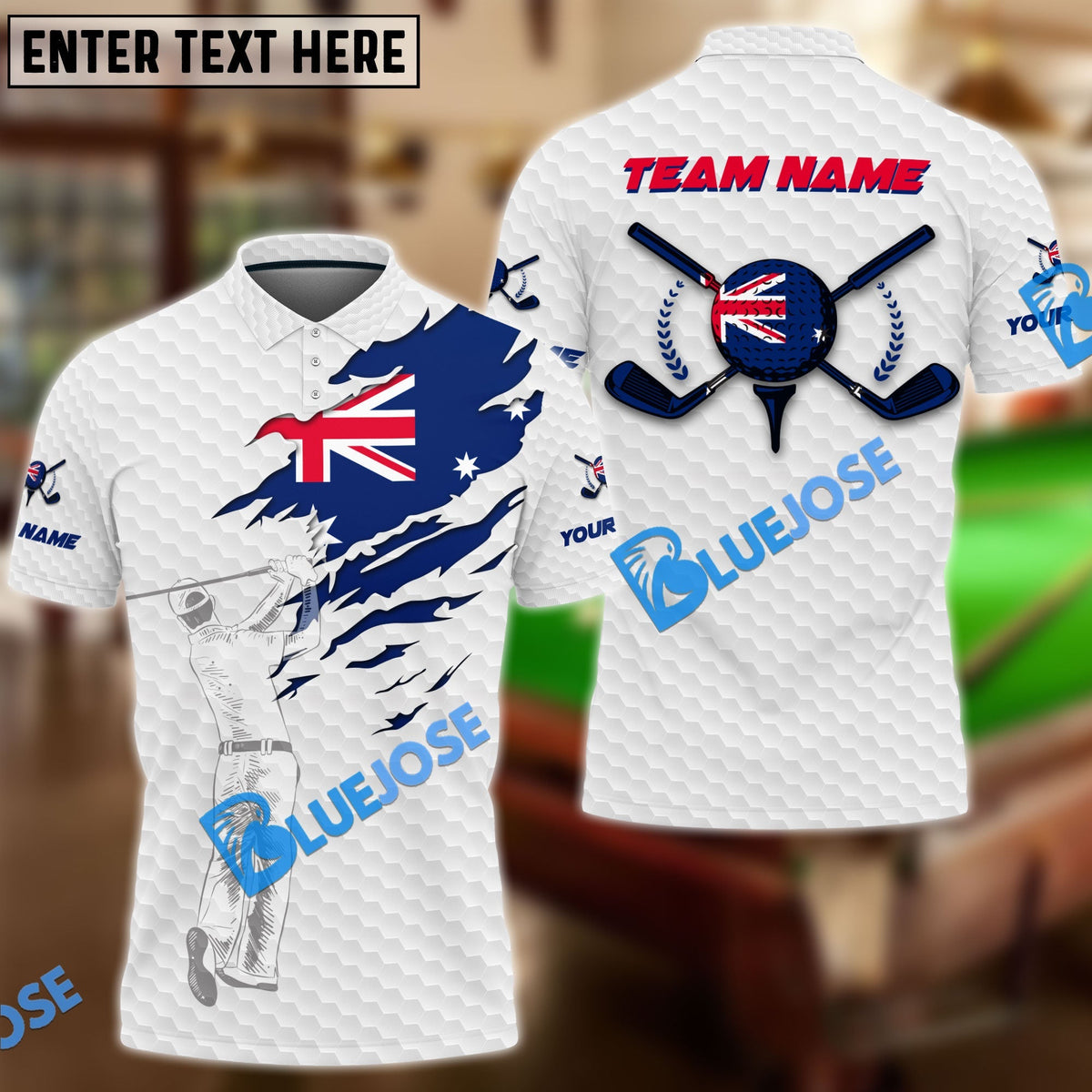 BlueJose Golf Crack Flag Customized Name, Team Name 3D Shirts (3 Colors)