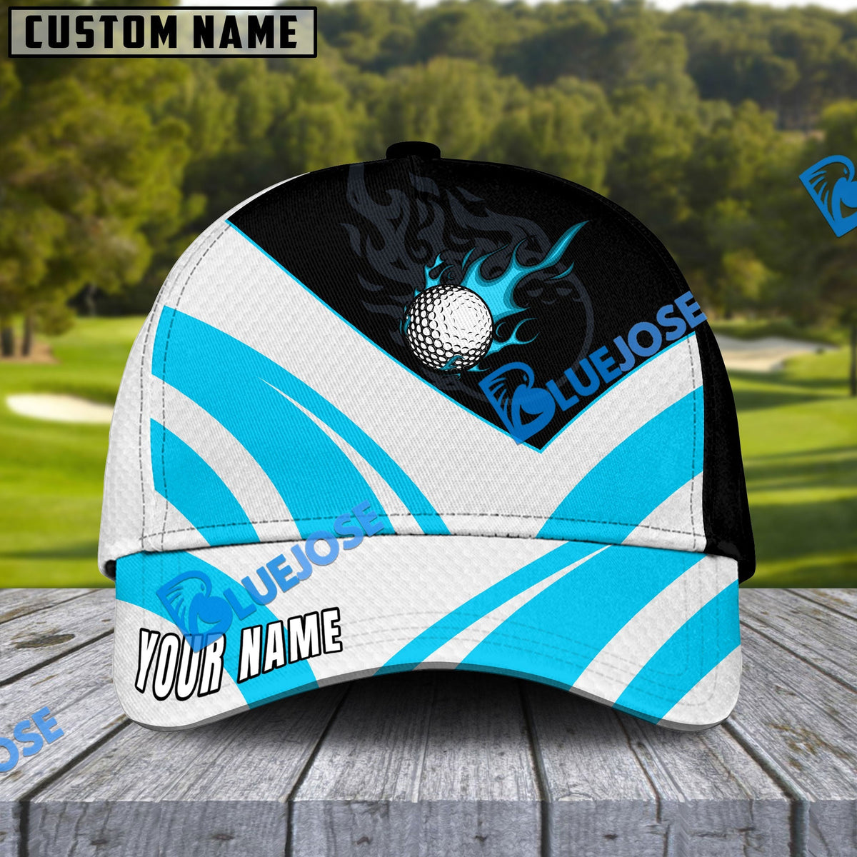 BlueJose Golf Fire Ball Plus Personalized Name Cap ( 4 Colors )