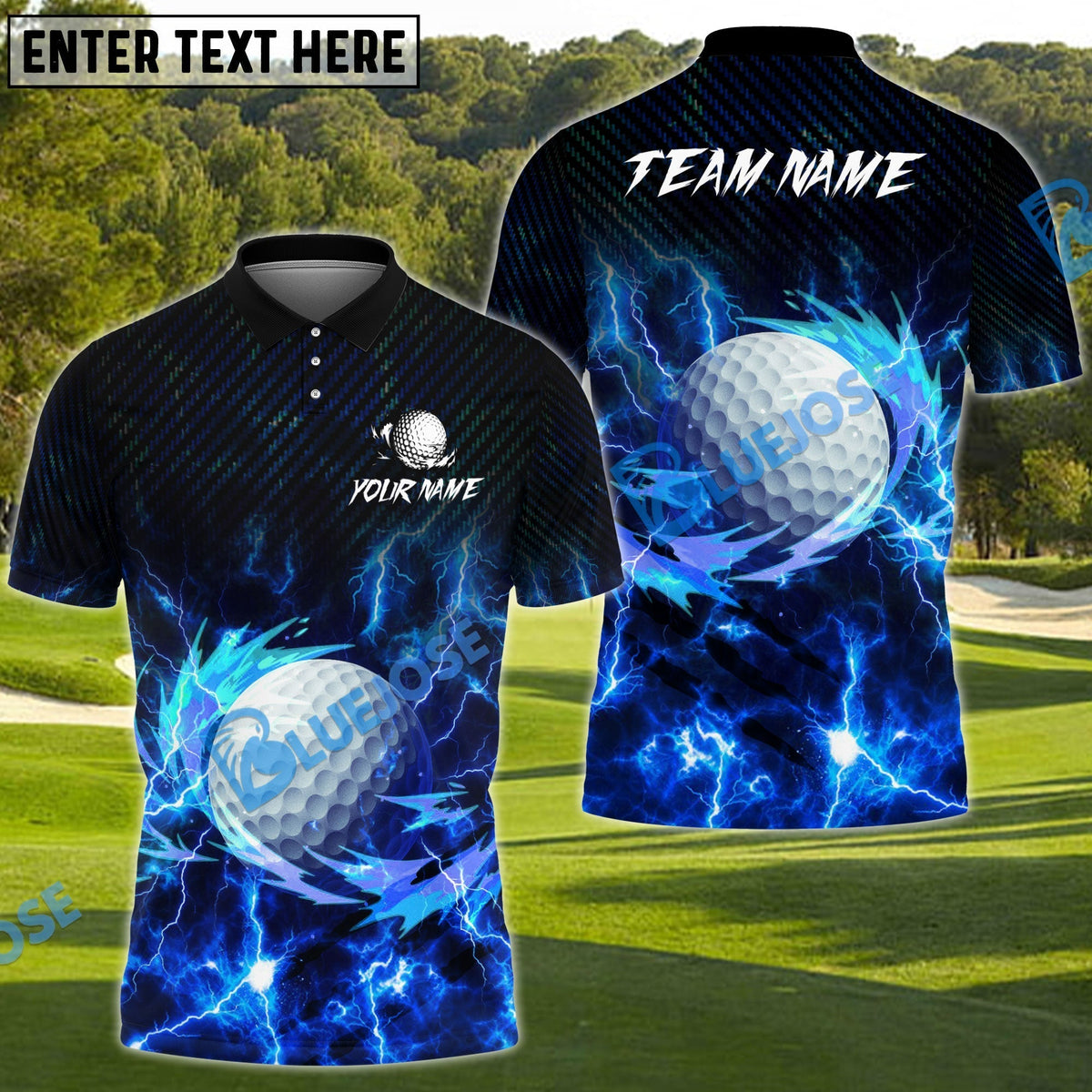 BlueJose Golf Thunderbolt Customized Name, Team Name 3D Shirts (4 Colors)