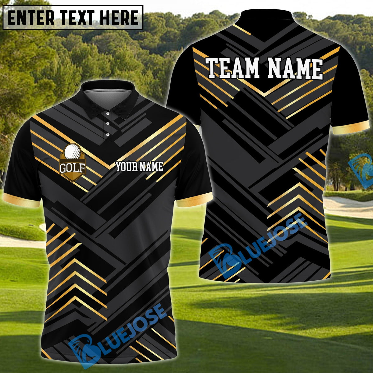 BlueJose Golf Premium Line Customized Name, Team Name 3D Shirts (4 Colors)