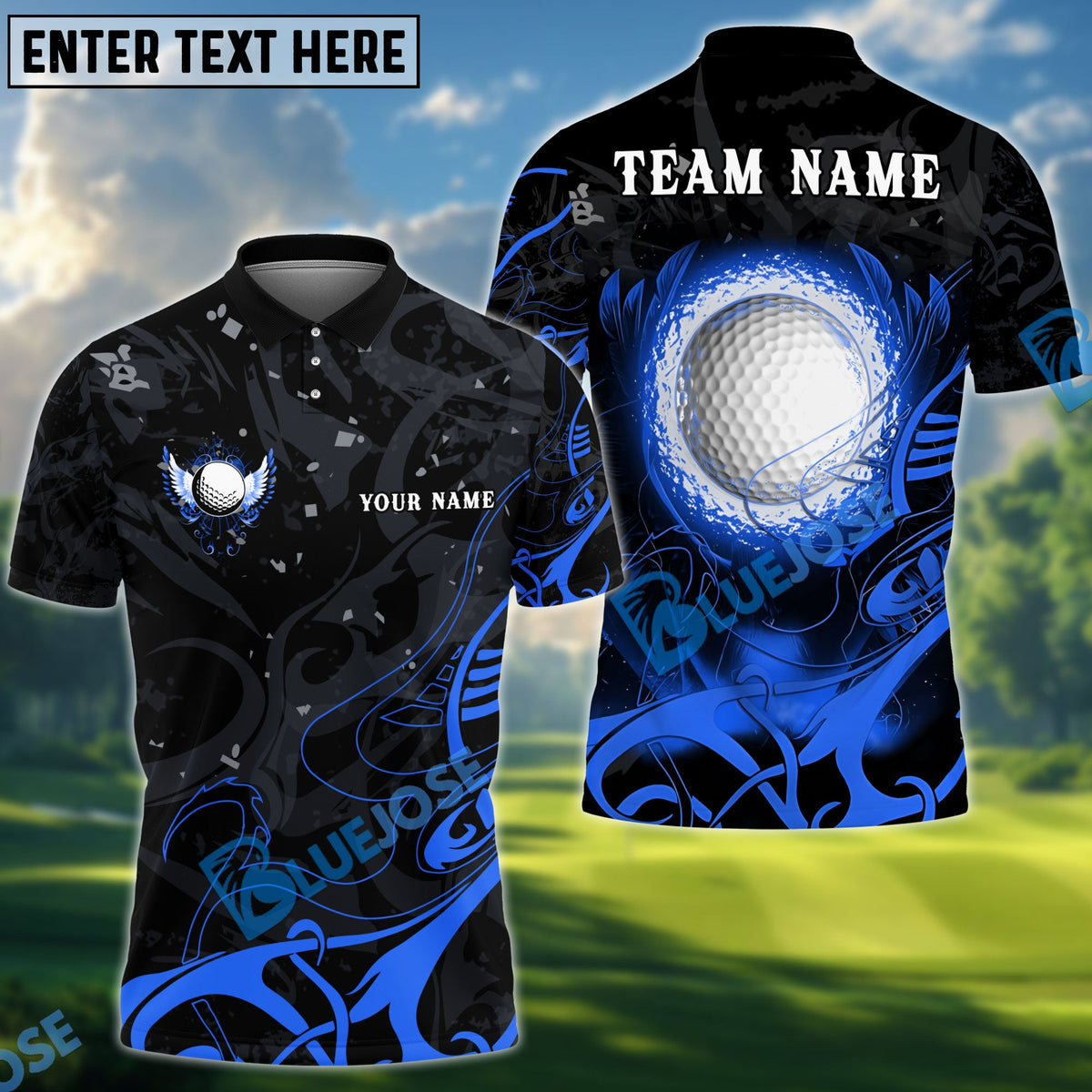 BlueJose Golf Ball Wing Customized Name, Team Name 3D Shirts (4 Colors)