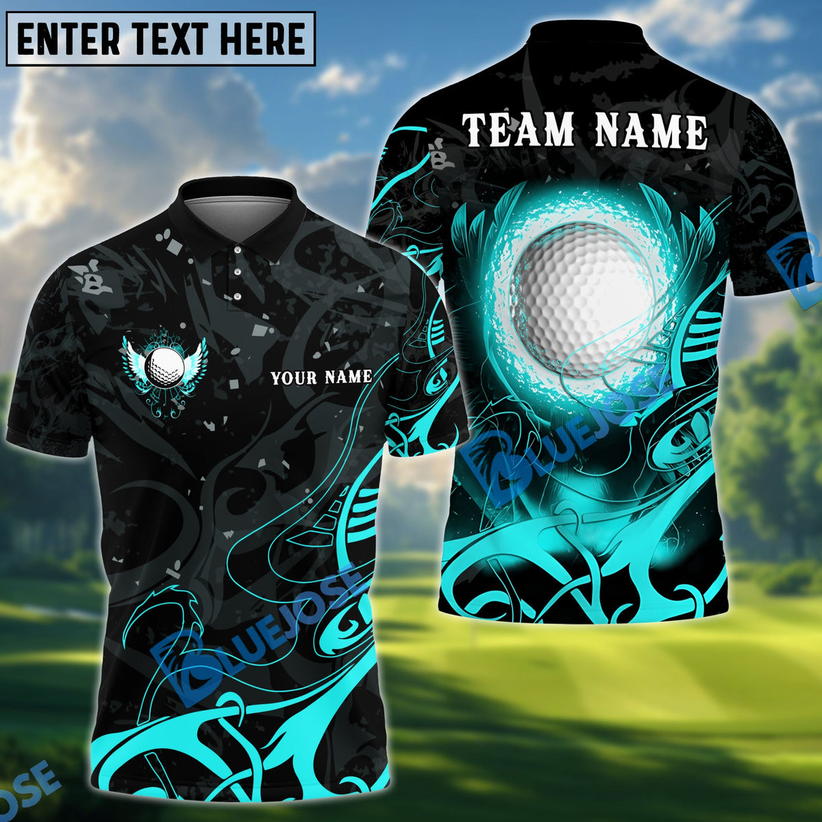 BlueJose Golf Ball Wing Customized Name, Team Name 3D Shirts (4 Colors)