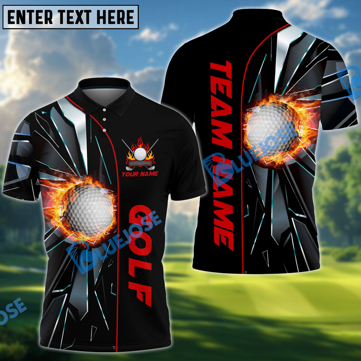 BlueJose Golf Ball Break Glass Customized Name, Team Name 3D Shirts (4 Colors)