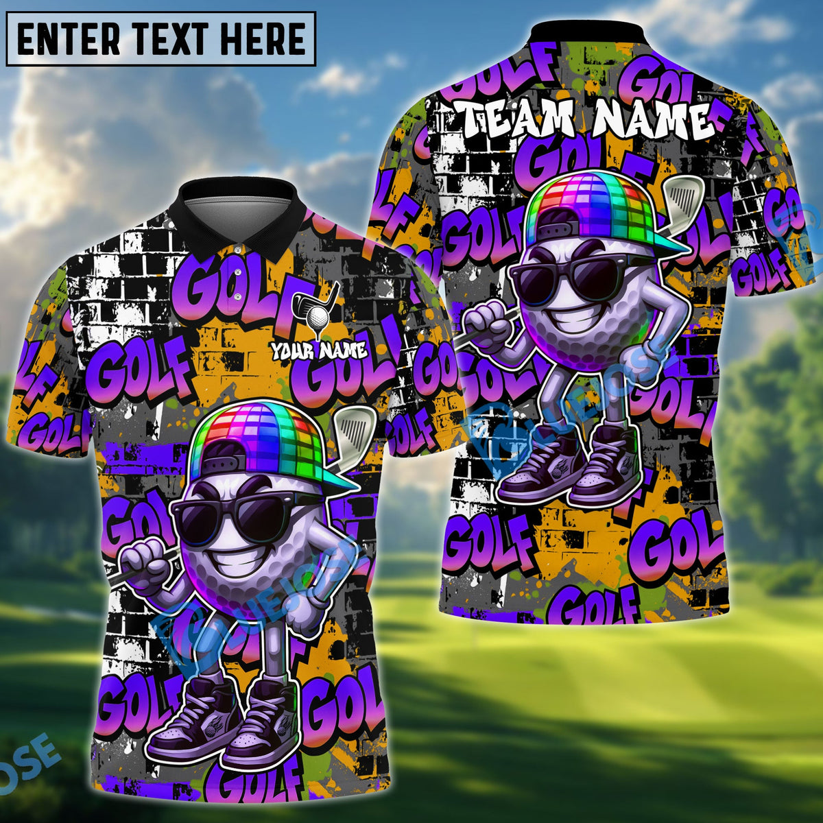 BlueJose Graffiti Swag Golf Polo Shirt, Customized Name & Team Name 3D Shirts (4 Colors)