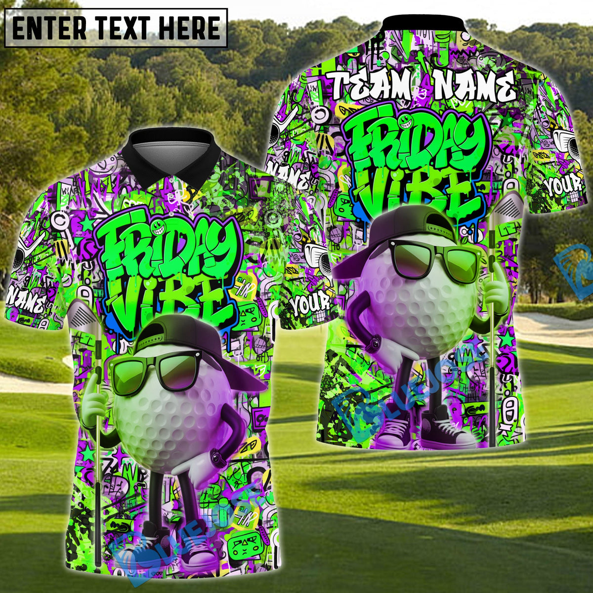 BlueJose Friday Street Swing Golf Polo Shirt, Customized Name & Team Name 3D Shirts (4 Colors)
