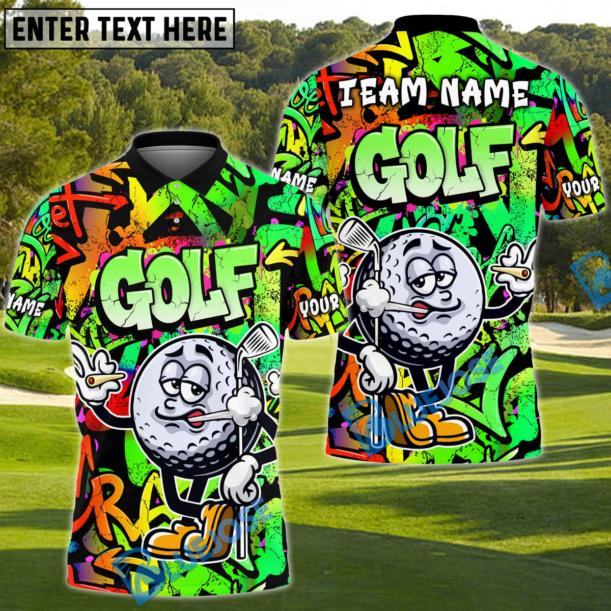 BlueJose Crazy Swing Golf Polo Shirt, Customized Name & Team Name 3D Shirts (4 Colors)